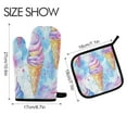 thumbnail image 2 of Yayeee Oven Mitts and Pot Holder Set of 2 Heat Resistant Kitchen Gloves Baking Hot Pad, Watercolor Ice Cream Pattern, 2 of 5