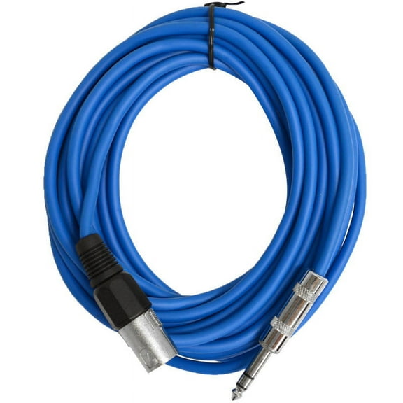 Seismic Audio  - 25 Foot Blue XLR Male to 1/4" TRS Patch Cable Snake Cords - NEW Blue - SATRXL-M25Blue
