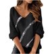 thumbnail image 2 of ICHUANYI Clearance Women Print Long Sleeve V-neck Blouse Pullover Tunic Tops Shirt(Silver, XXL) ICHUANYI WER2023081202497, 2 of 5