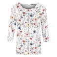 thumbnail image 5 of YUGYXL Floral Graphic Tees for Women Summer 3/4 Sleeve Crewneck Blouse Plus Size Loose Fit Lounge Tunics Tops Trendy Lightweight Cute Shirts, 5 of 5