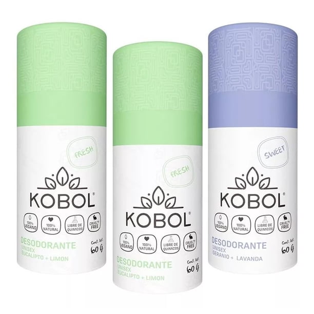 KOBOL | Kit de 3 Desodorantes Naturales| Garantía de 12hrs elimina el mal olor O TE DEVOLVEMOS TU DINERO | Para toda la familia Kids and Teens| SIN Bicarbonato SIN Alumino| Envase biodegrad