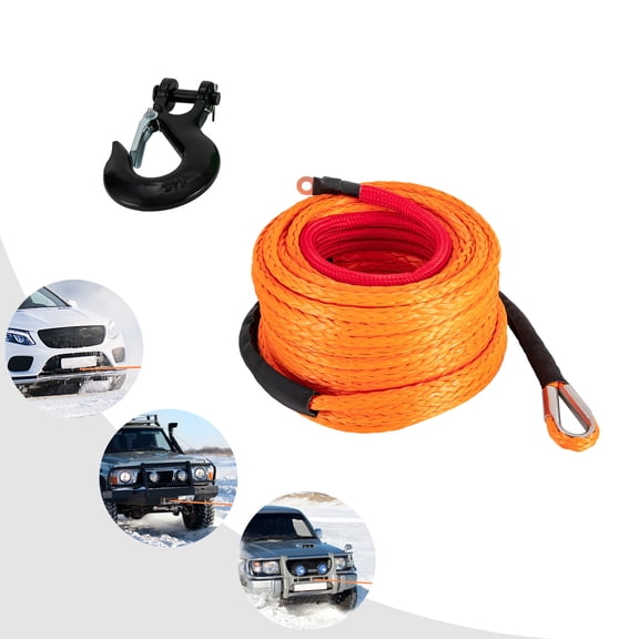 3/8“ 100ft Synthetic Winch Rope 23809lbs Synthetic Winch Rope with Protective Sleeve  Jeeps Trucks ATVs UTVs