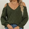 thumbnail image 4 of Tii.MM Womens Cold Shoulder Sweaters Fall Oversized Long Sleeve Pullover Tops Trendy Casual V Neck Sweater, 4 of 7