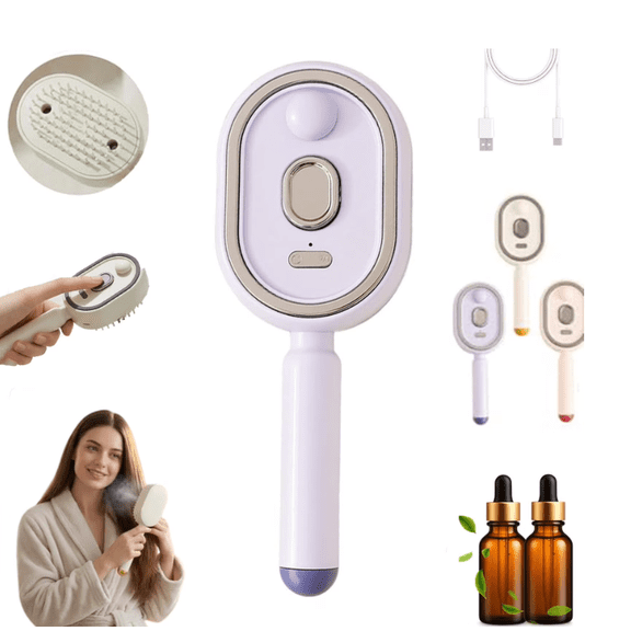 2026 New Electric Steam Brush, Electric Steam Brushs for Hair, Rechargeable Steam Hair Straightener with Water Spray, Detangling Steam Brush for Reduce Frizz, Nourishes Hairs