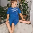 thumbnail image 4 of Balery Blue Christmas With Snowflakes Conjunto de Pijama Infantil de Manga Corta con Estampado – Ropa de Dormir de Algodón Suave-Small, 4 of 6