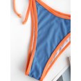 thumbnail image 6 of ZAFUL Women Swimsuit Ribbed Contrast Piping Cutout Tanga Bikini Swimwear Blue S, 6 of 6
