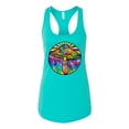 thumbnail image 2 of Wild Bobby Colorful Mushroom Retro Puff Print Fashion Ladies Racerback Tank Top, Tahiti Blue, Small, 2 of 6