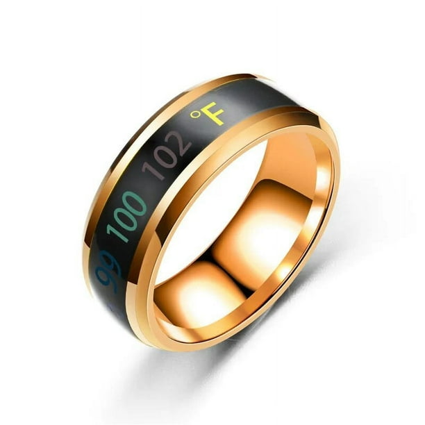 Anillo de dedo de acero inoxidable con Sensor de temperatura corporal, pantalla de moda, prueba de temperatura en tiempo Real, 2021