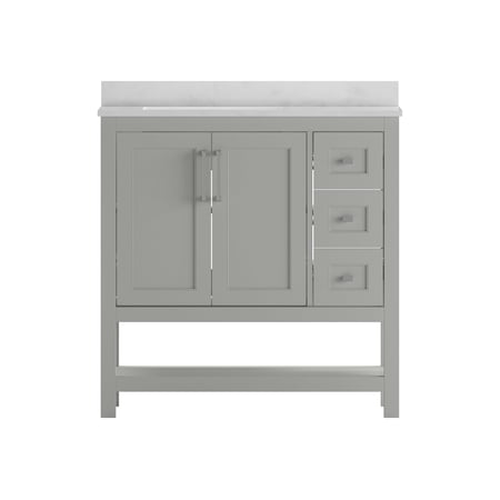 Flash Furniture Vega - Vanity cabinet - 3 drawers - 2 shelves - 2 doors - fiberboard - gray