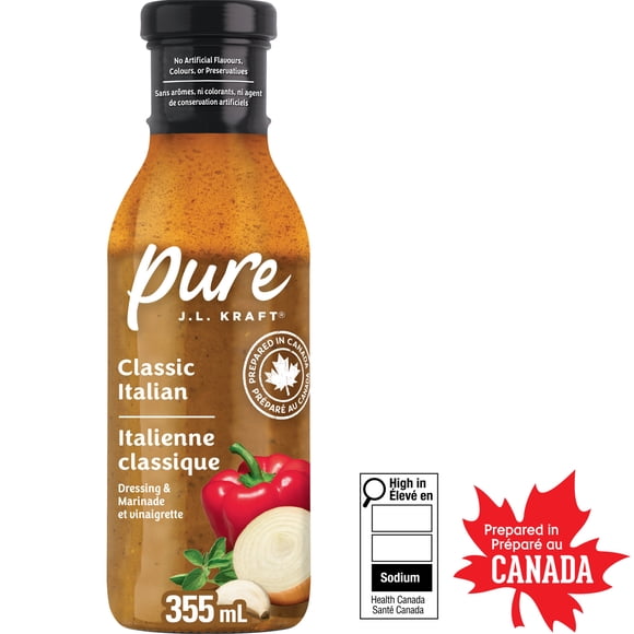 Pure J.L. KRAFT Classic Italian Dressing & Marinade, 355 mL Bottle