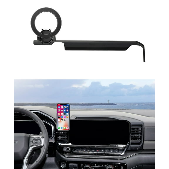 MaserWeller Car Phone Holder for 2022 2023 2024 Chevrolet Silverado/Chevrolet Silverado HD Accessories 13.4-inch Screen Fixed Clip, 360° Rotation Phone Mount Compatible with MagSafe
