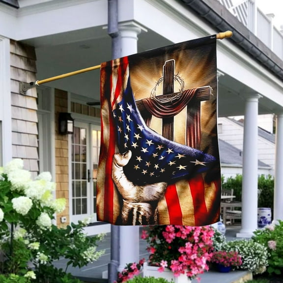FLAGWIX American House Flag (29.5" x 39.5")-Bright Christian Cross Flag-Polyester Indoor Outdoor Flags