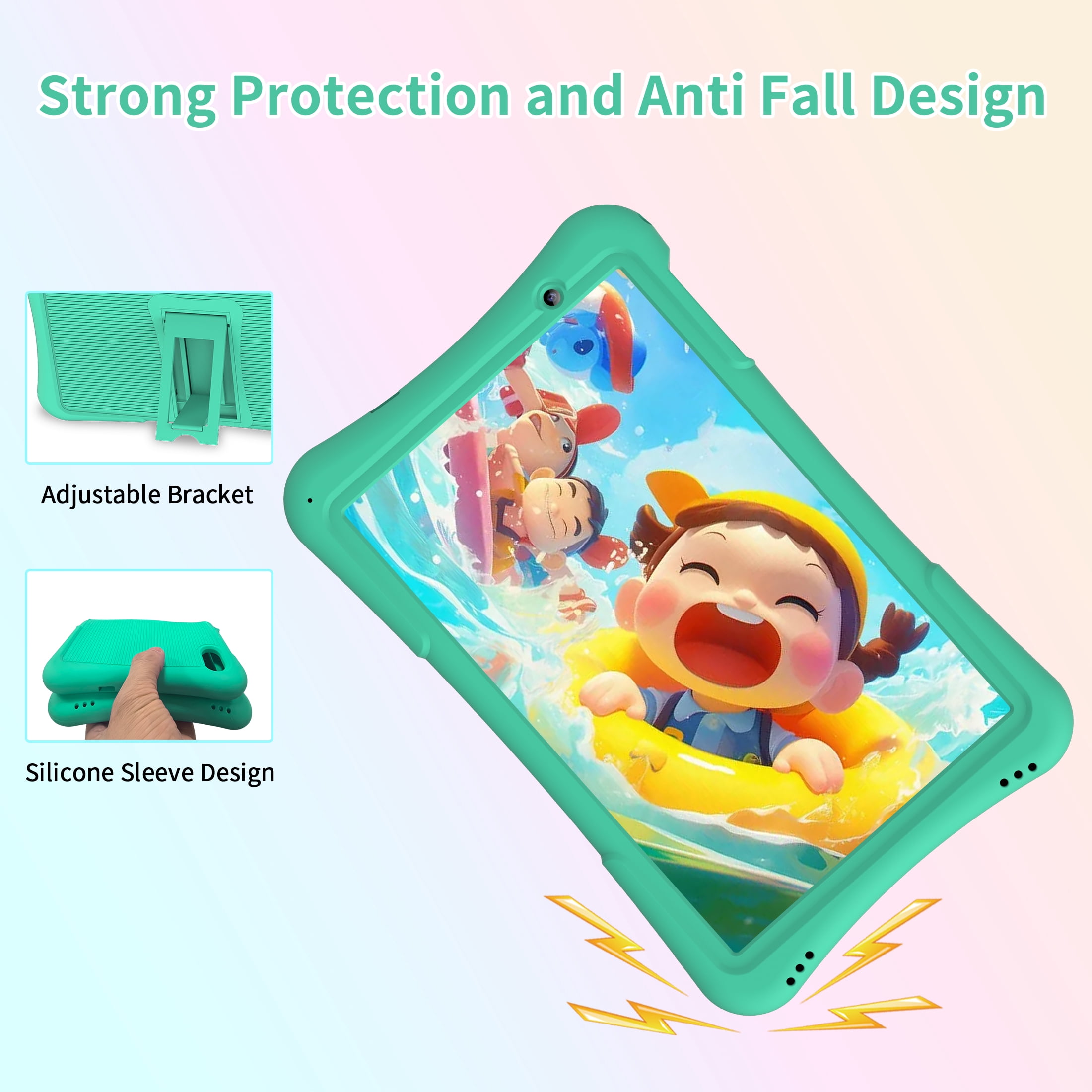 QunyiCo Kids Tablet 10 inch,Android Tablet for Kid,4GB RAM 32GB ROM,Quad Core Processor,Parental Control,1280 * 800 Resolution,6000mAh Battery,Green
