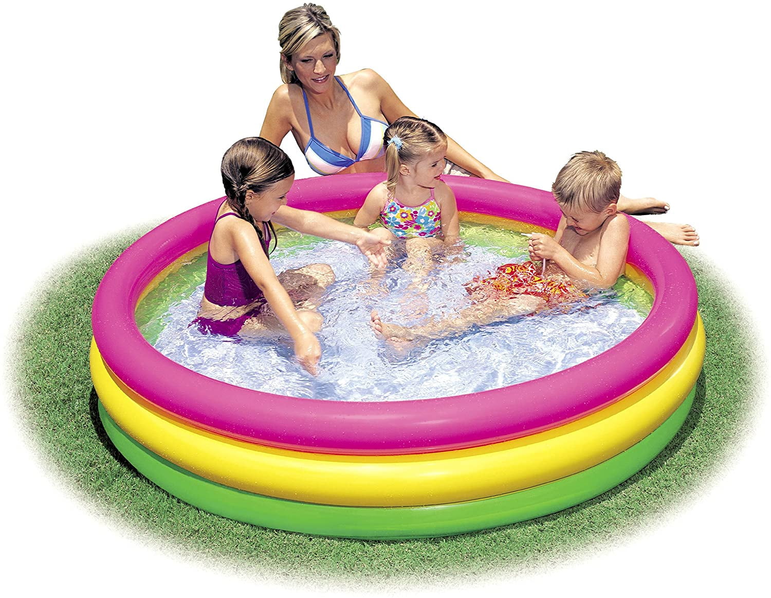 Inflatable Swimming Pool 45" x 10" Sunset Flow 3 Ring Childrens Paddling Play 