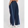 thumbnail image 6 of Women's Elastic Waist Wide Leg Baggy Drawstring Waisted Contrast Color Workout Track Pants for Casual Work Navy Blue XL, 6 of 9