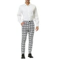 thumbnail image 2 of INSPIRE CHIC Men's Formal Color Block Slim Fit Flat Front Plaid Dress Pants 32 Gray, 2 of 7