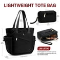 thumbnail image 2 of Gocvo Puffer Tote Bag for Women, Lightweight Tote Bag for School with Compartment, Large Capacity Multi-pocket Quilted Bag for Work Travel (Black), 2 of 7