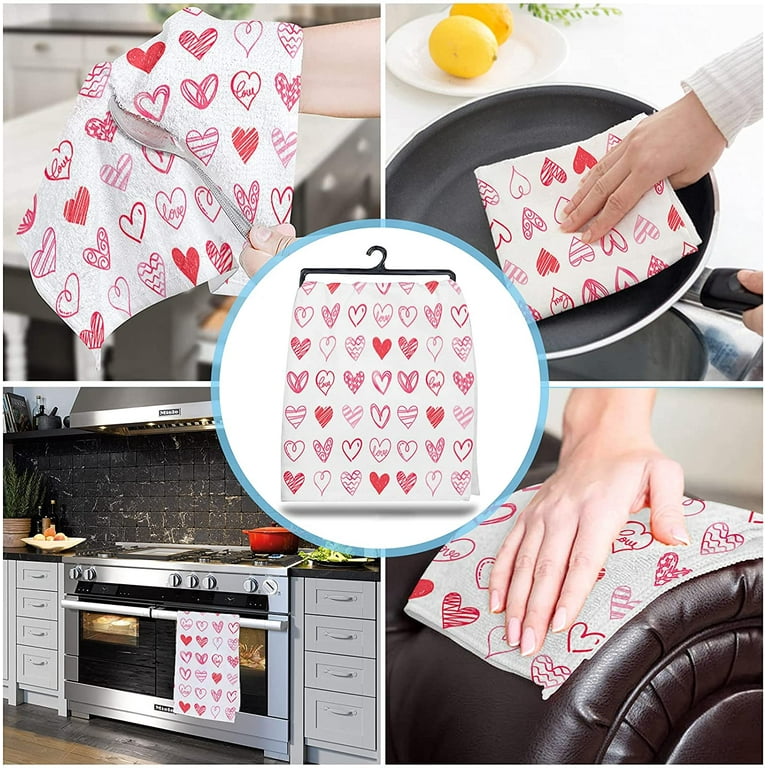 2 Pack Of Valentine's Day Kitchen Towels, Simple And Cute Plaid Pattern,  Valentine's Day Holiday Decorative Kitchen Towels With Love, Soft And  Skin-fr