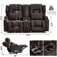 thumbnail image 2 of IPKIG Loveseat Recliner Sofa, Double Manual Recliner RVs Sofa with Storage Console, Side Pockets Cup Holder, Wingback Loveseat Reclining Couch for Living Room, Bedroom, RVs, Brown, 2 of 7