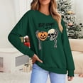 thumbnail image 5 of Mifsaly Womens Plus Size Halloween Sweatshirt Skull Pumpkin Graphic V Neck Shirts Spooky Vibes Classic Fall Festival Holiday Casual Wear, 5 of 5