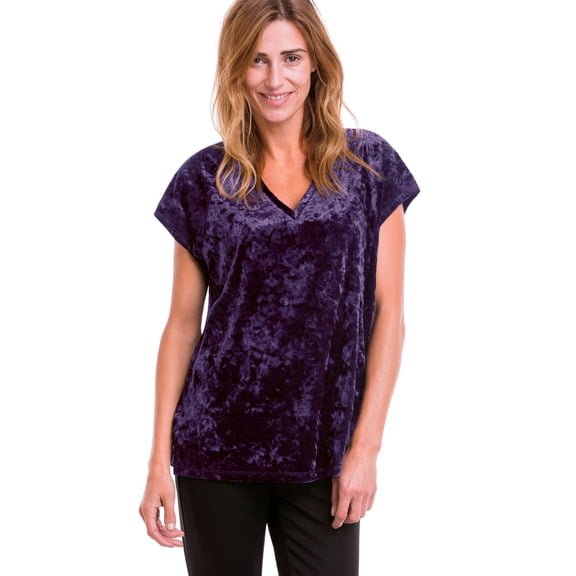 ellos Women's Plus Size Crushed Velour Tee - 34/36, Midnight Violet