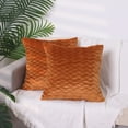 thumbnail image 2 of Unique Bargains 4 Solid Striped Square Decorative Throw Pillow Covers Textured Pillowcases Orange/Light Blue 18" x 18", 2 of 6