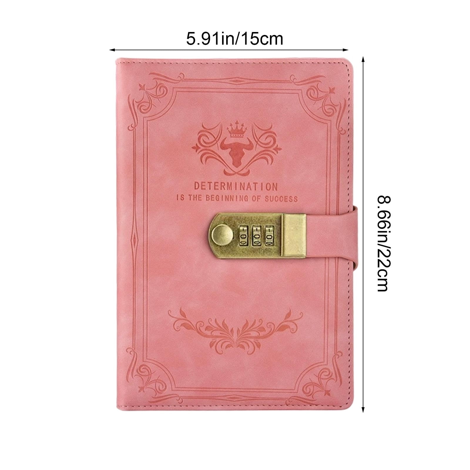 Diary with Lock, A5 PU Leather Journal, Vintage Locks Journal Password Notebook Diary Planner Organizer for Men and Women, 200 Pages