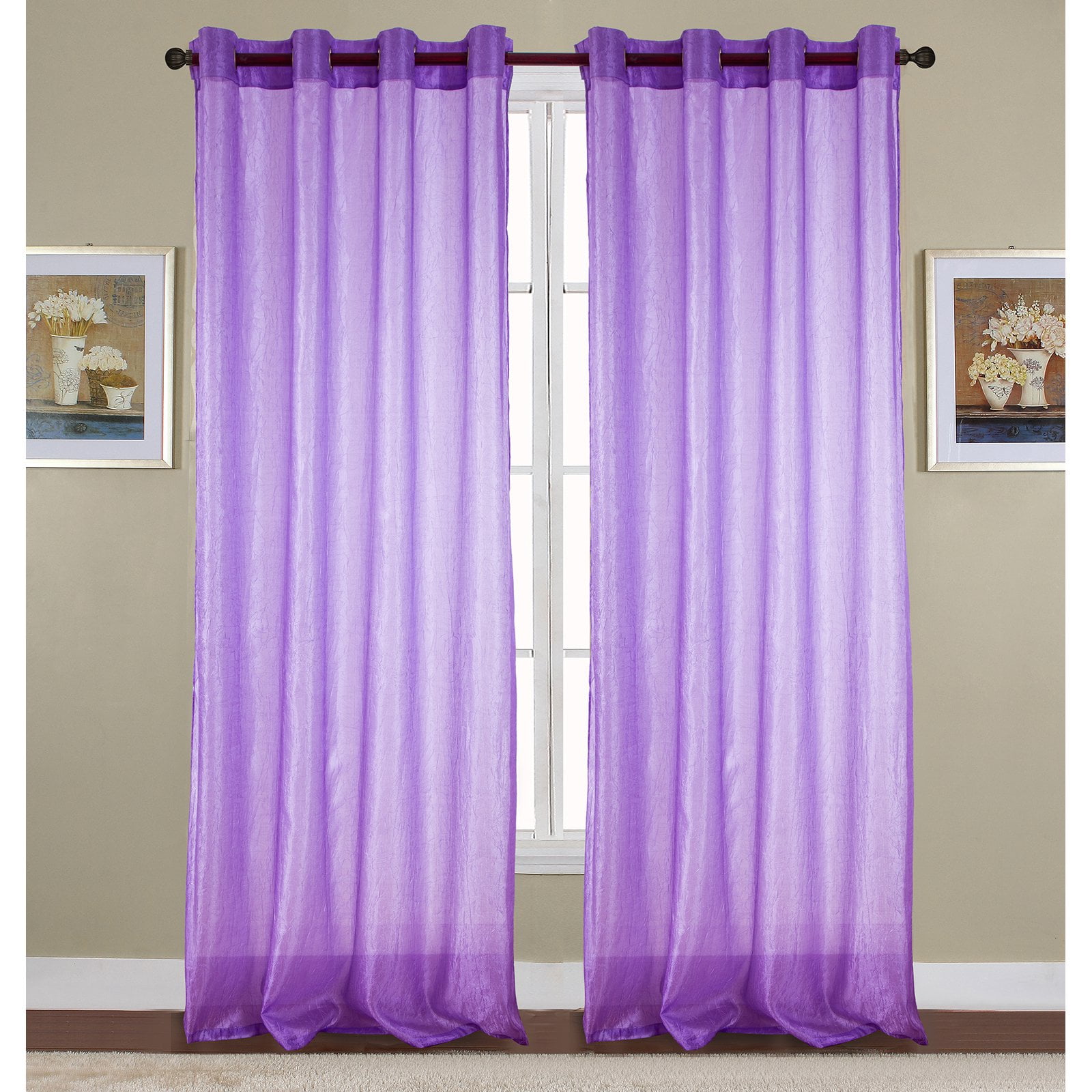 Maya Crushed 52 x 90 in. Grommet Single Curtain Panel, Lilac
