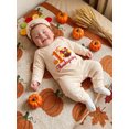 thumbnail image 4 of Cjfdfy Newborn Baby Boy Girl Thanksgiving Outfits Long Sleeve Turkey Embroidery Jumpsuit With Hat My First Thanksgiving Little Turkey Fall Outfit 0-6 Months, 4 of 9