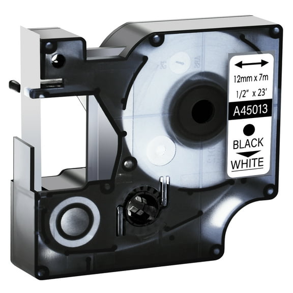 GREENCYCLE 1PK Compatible for DYMO D1 Label Tape 45013 45013S S0720530 12mm Black on White for LabelManager 160 210D 260P 280 360D 420P 450Duo Wireless PnP Colorpop