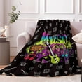 thumbnail image 2 of Kainsy Music Graffiti Pattern Blanket, Hip Hop Hippie Colorful Music Guitar Fleece Throw Blanket for Kids Boys Teens Youth Street Culture Blanket for Couch Sofa, Graffiti Art Flannel Blanket(50"x60"), 2 of 7