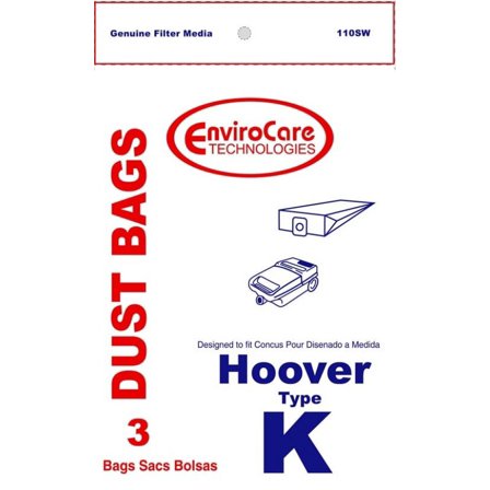 Replacement Part For Hoover 3PK, K CANISTER-2 PLY, PAPER BAGS 110SW