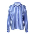 thumbnail image 5 of COMVALUE Women 2026 Striped Long Sleeve Dress Shirts Collared Office Work Blouses Button Up Tops (BU1, M), 5 of 5