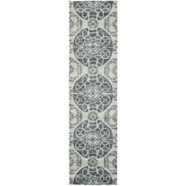 SAFAVIEH Wyndham Louise Medallion Wool Runner Rug, Silver/Blue, 2'3" x 7'