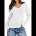 thumbnail image 2 of Suéter de Punto de Larga para Mujer, Jersey Ajustado con Cuello en V, Moda de Otoño, Atuendos Informales de Negocios para Otoño. L, 2 of 10