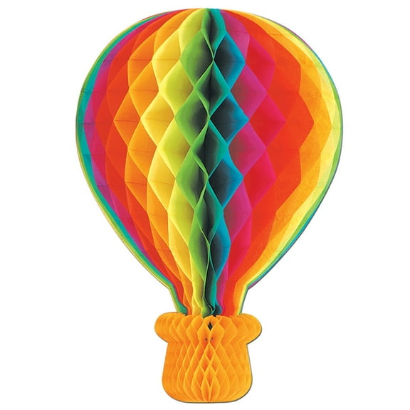 Party Central Pack of 6 Vibrantly Colored Honeycomb Hot Air Balloon Hanging Decorations 22"