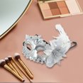 thumbnail image 4 of Unique Bargains 1 Pce Masque Demi-Visage en Plumes d'Autruche pour Fête Masquée Ton Argent, 4 of 5