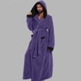 thumbnail image 6 of LangJing Mens Plush Hooded Robes Full Length Fleece Hooded Bathrobe Thick Warm Cozy Bath Shower Robe Absorbent Quick Dry Outdoor Purple,XXL, 6 of 6