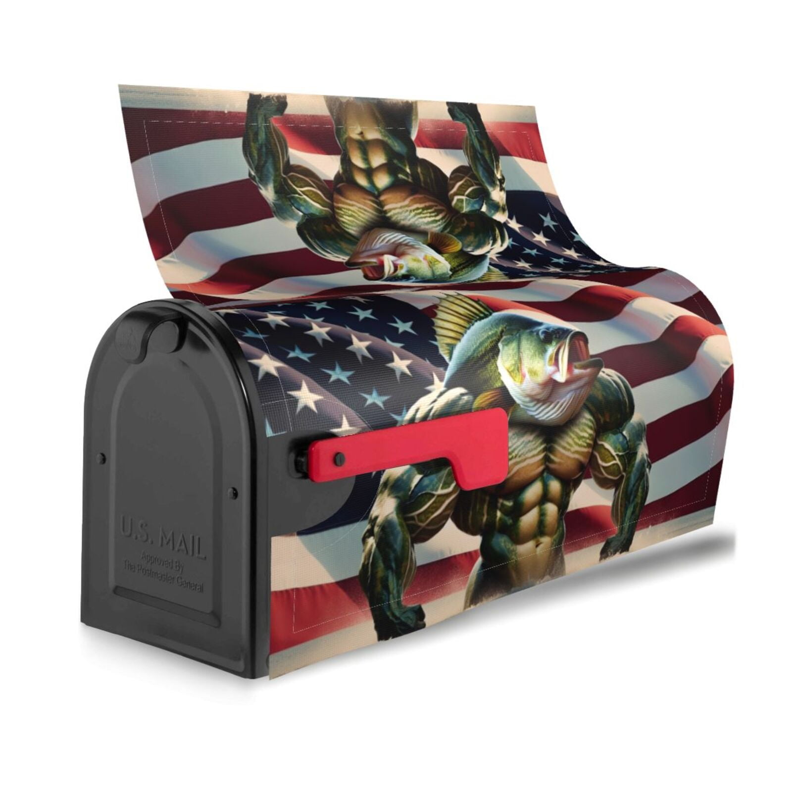 Logiee giant bass with big muscles Print Post Letter Box Wrap Decor, Mailbox Cover Suitable for Standard Mailbox and Large Size Mailbox,Outdoor Yard Decoration-21x18 in