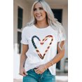 thumbnail image 1 of ABPHQTO Camiseta de manga corta con estampado de contorno de corazón de bandera americana blanca para mujer, 1 of 5