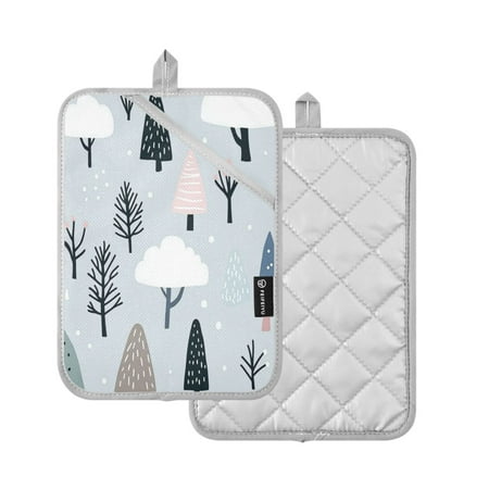 

2 Pcs Pot Holders Sets Oven Mitts Square Potholders Oven Hot Pads Heat Resistant for Kitchen Cooking Baking 7 x9.8 Playful Tree Pattern