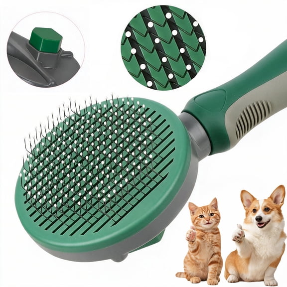 PawHarbor Self-Cleaning Slicker Brush for Dogs & Cats, One-Click Deshedding