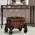 thumbnail image 6 of Tufted Fabric Upholstered Wooden Vanity Stool with Scrolled Legs Cherry Oak brown - Saltoro Sherpi, 6 of 6
