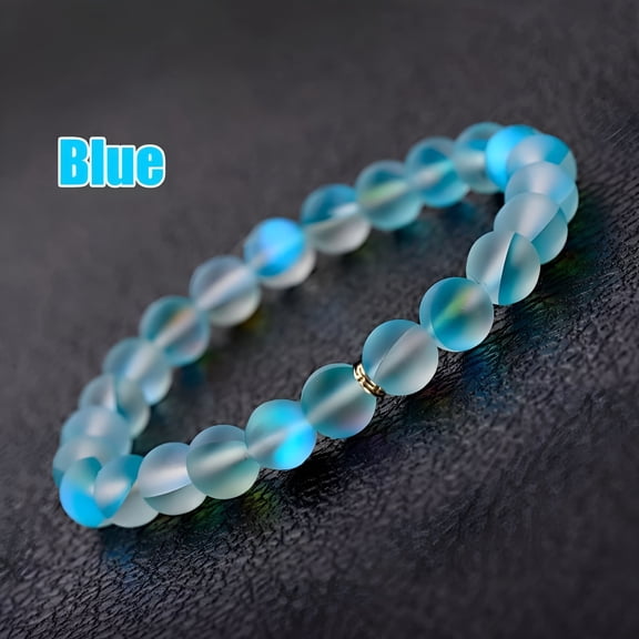 DESIGNICE 2026 New Mermaid Glass Crystal Moonstone Bracelets Multicolor Matte Shining Stone Bead, for Casual Wear, Beach Outfits, Boho Style, Summer Accessories, Nature-Inspired Jewelry.