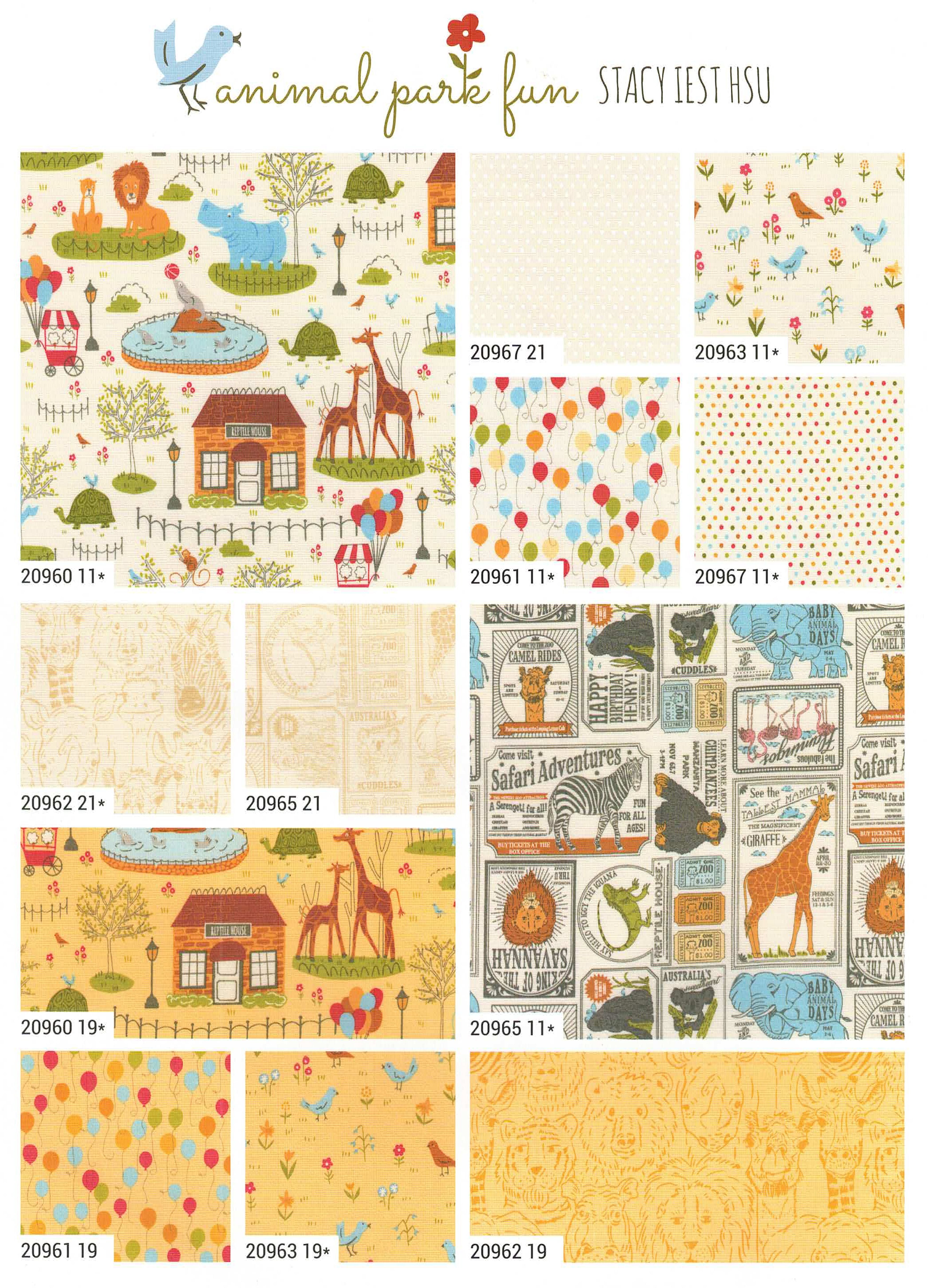 Moda Fabrics Animal Park Fun Layer Cake by Stacy Iest Hsu 10-inch Precut Fabric Squares (42 pcs)