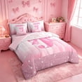 thumbnail image 2 of meiyoeat Kawaii Bowtie Alphabet J 7 Pieces Full Size Bedding Sets For Kids,3D Pink Initial Letter Print Full Size Bed in a Bag For Girls,Pink Reversible, 2 of 7