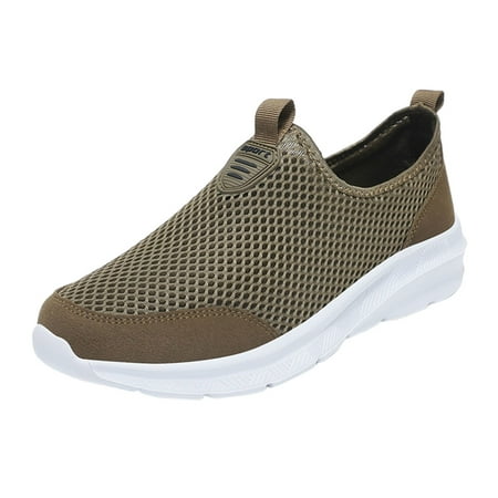 Ketyyh-chn99 Sneakers for Men Mens Running Shoes Men Shoes Sneakers Men s Lightweight Slip on Walking Running Shoes Lightweight Memory Foam Casual Sneakers Khaki 9.5