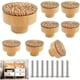 thumbnail image 1 of 8 Pieces Wood Rattan Cabinet Knobs Round Drawer Pulls for Cupboard Cabinet Dresser with Screws, 1 of 5