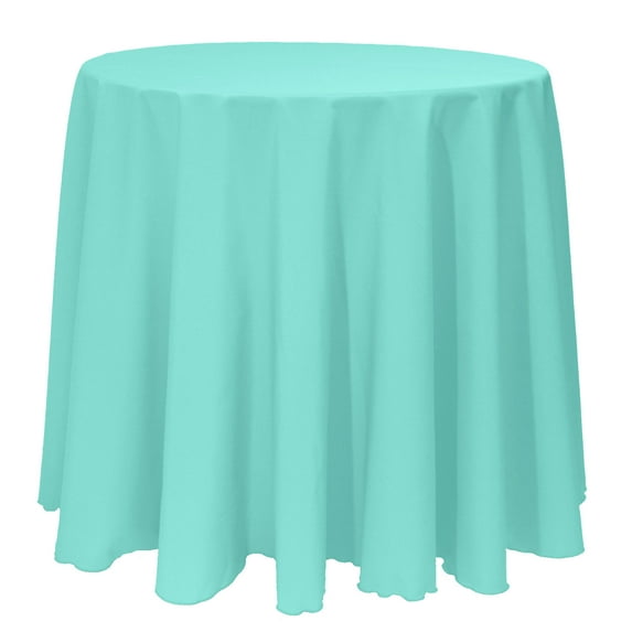 Ultimate Textile (5 Pack) 114-Inch Round Polyester Linen Tablecloth - for Wedding, Restaurant or Banquet use, Caribbean Blue