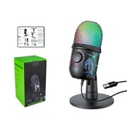 USB Gaming Microphone for PC, Programmable Condenser Mic with RGB Light, Mute, Gain, Monitoring, Volume Control for Streaming, Podcast, Twitch, YouTube, Discord, Computer, Mac, PS5, DM30 (Black)